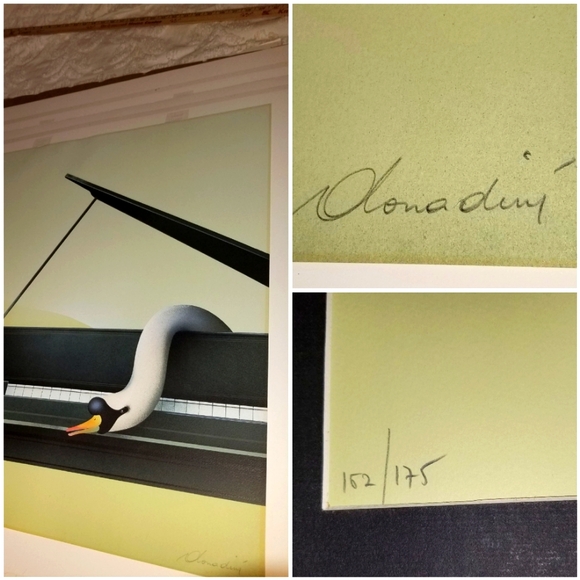 Donadini abstract limited ed.152/175 lithograph SWAN IN GRAND PIANO 20x26 - Picture 2 of 4